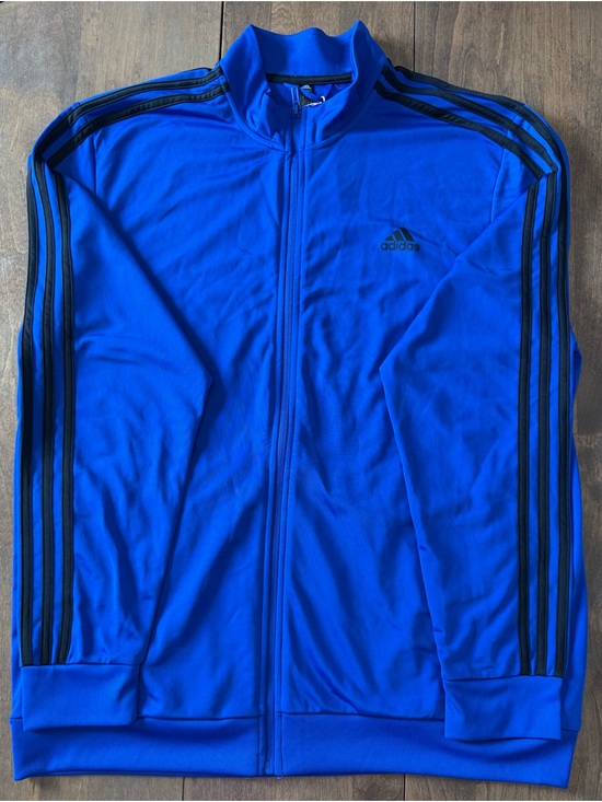 adidas Other - Adidas Primegreen Essentials Warm-Up 3 Stripe Jacket in Royal Blue and Black XL